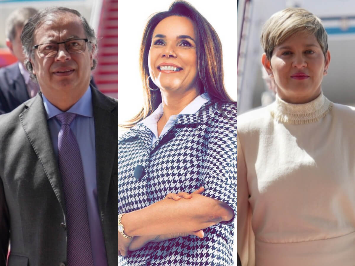 Gustavo Petro, presidente de la República; Martha Plata, amiga del círculo íntimo de la familia presidencial; y Verónica Alcocer, primera dama.