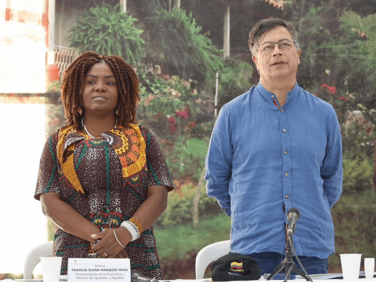 Vicepresidenta y ministra de Igualdad, Francia Márquez, junto al presidente Gustavo Petro. Foto: Vicepresidencia.